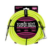 ERNIE BALL 6085 18' Braided Straight / Angle Instrument Cable Neon - Yellow