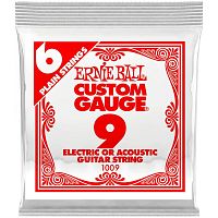 ERNIE BALL 1009 .009 Plain Steel Electric or Acoustic Guitar Strings Струна для электро и акустических гитар. Сталь, калибр .009