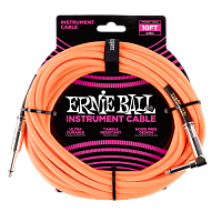 ERNIE BALL 6079 10' Braided Straight / Angle Instrument Cable - Neon Orange