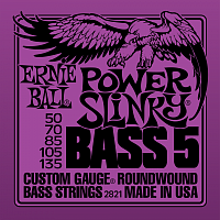 ERNIE BALL 2821 Power Slinky 5-String Nickel Wound Electric Bass Strings - 50-135 Gauge